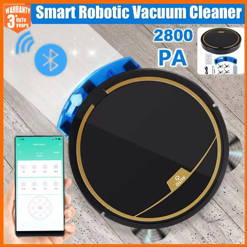 Household Automatic App Control Smart Vacuum Cleaner Robot Wet Dry Floor Sweep 2800PA Suction Quiet Mopping Cleaning Machine