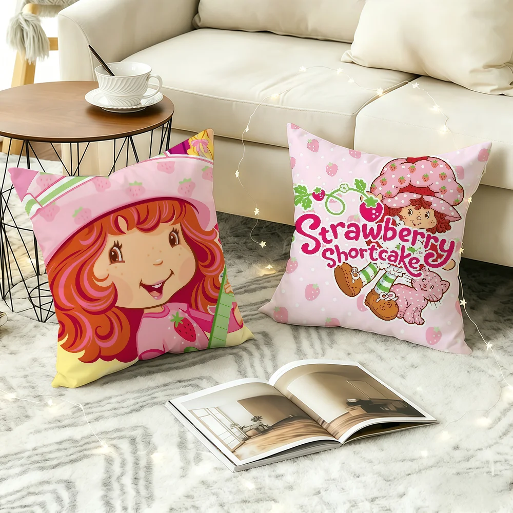 strawberry Cartoon S-shortcake cushion cover Comfortable Decorative For Bedroom Living room Dormitory Picnic and Holiday