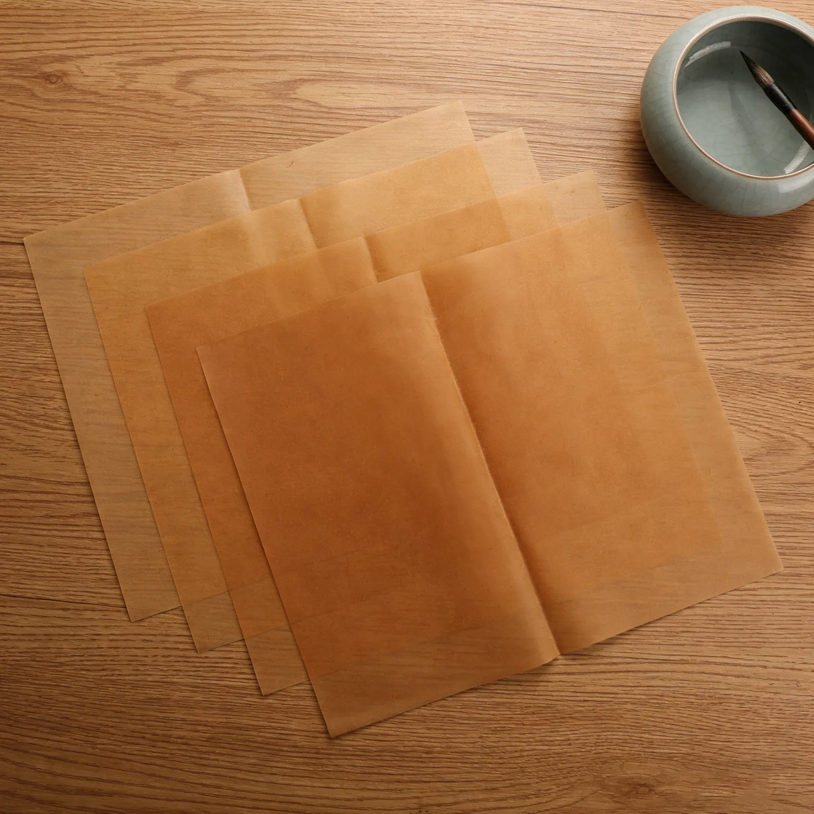 

100Pcs Chinese Art Xuan Paper Handmade Vegetation Dyed Retro Rice Paper Sheets Semi-Raw Texture for Calligraphy Painting