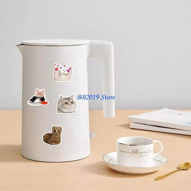 Q0KB 50pcs niedliche Katzen Animalaufkleber packen farbenfrohe wasserdichte Aufkleber für Skateboards und Laptop für Teenager