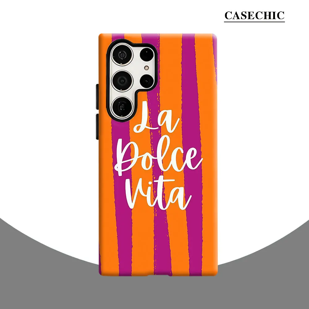 Dolce Vita Charm Phone Case for Samsung Galaxy S26 S25 Ultra S24 S23 Ultra Plus Shockproof Double layer tough Back Cover