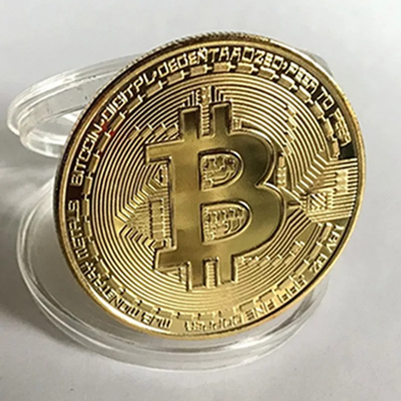 Bitcoin Souvenir Coin with Display Case Collectible Crypto Gift for Blockchain Enthusiasts Investors Desk Decor Conversation