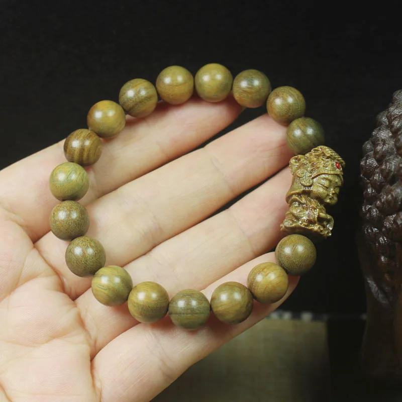 

Mazu Green Sandalwood Bracelet, Buddha Beads, Accessories, Women's Lucky Bracelet, Ethnic Style, Gifts