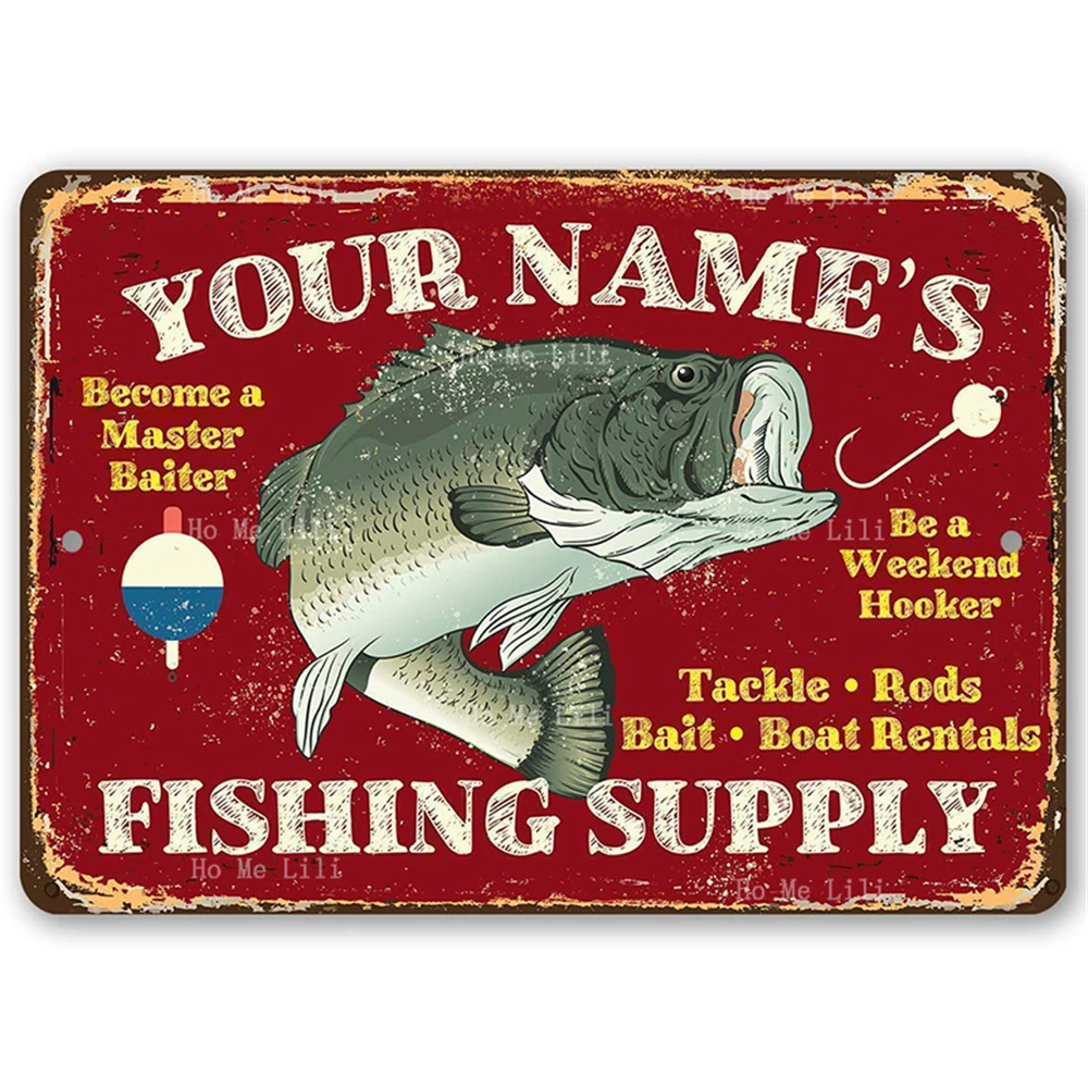 Fishing Supply Bait Shop Welcome Drop A Line Fishing And Hunting Metal Sign Beach House And Cabin Display