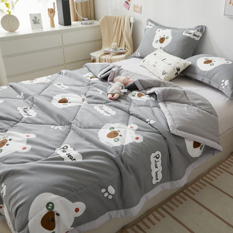 Air Condition Double bed Comforter Summer Polar Bear Print Blanket Cooling Quilt Bedspread Single Quilts Thin Wadding Blankets