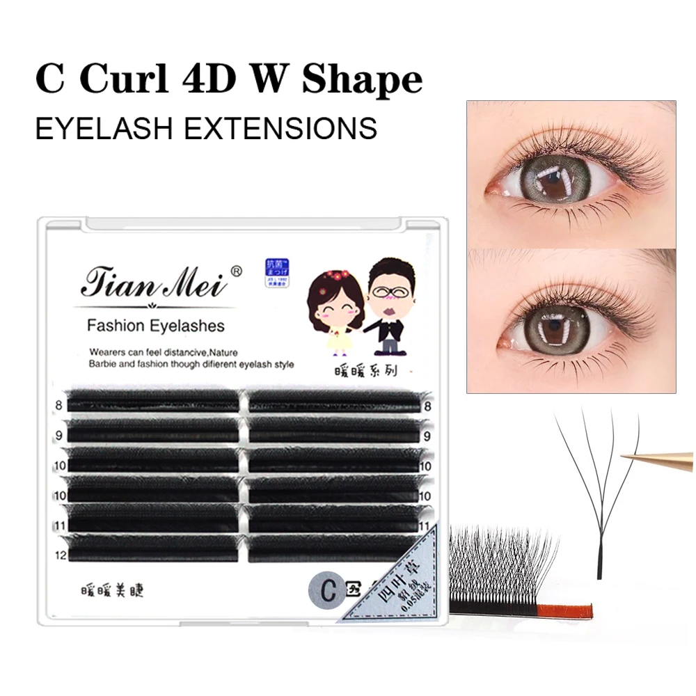 

QSTY W Shape Premade Volume Easy Fans False Eyelashes 3D 4D 5D Soft Natural Light Individual Clover Bloom Eyelash Extensions