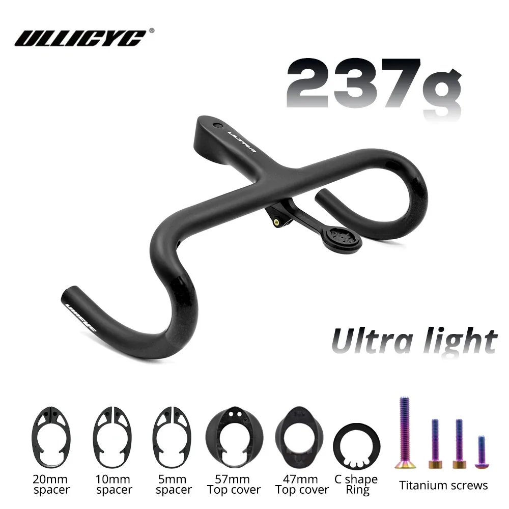 

ULTRA Light 237g Road Bike Full Carbon Fiber Internal Cable Integrated Bicycle Handlebar Cockpit For 360mm-380mm With Mount
