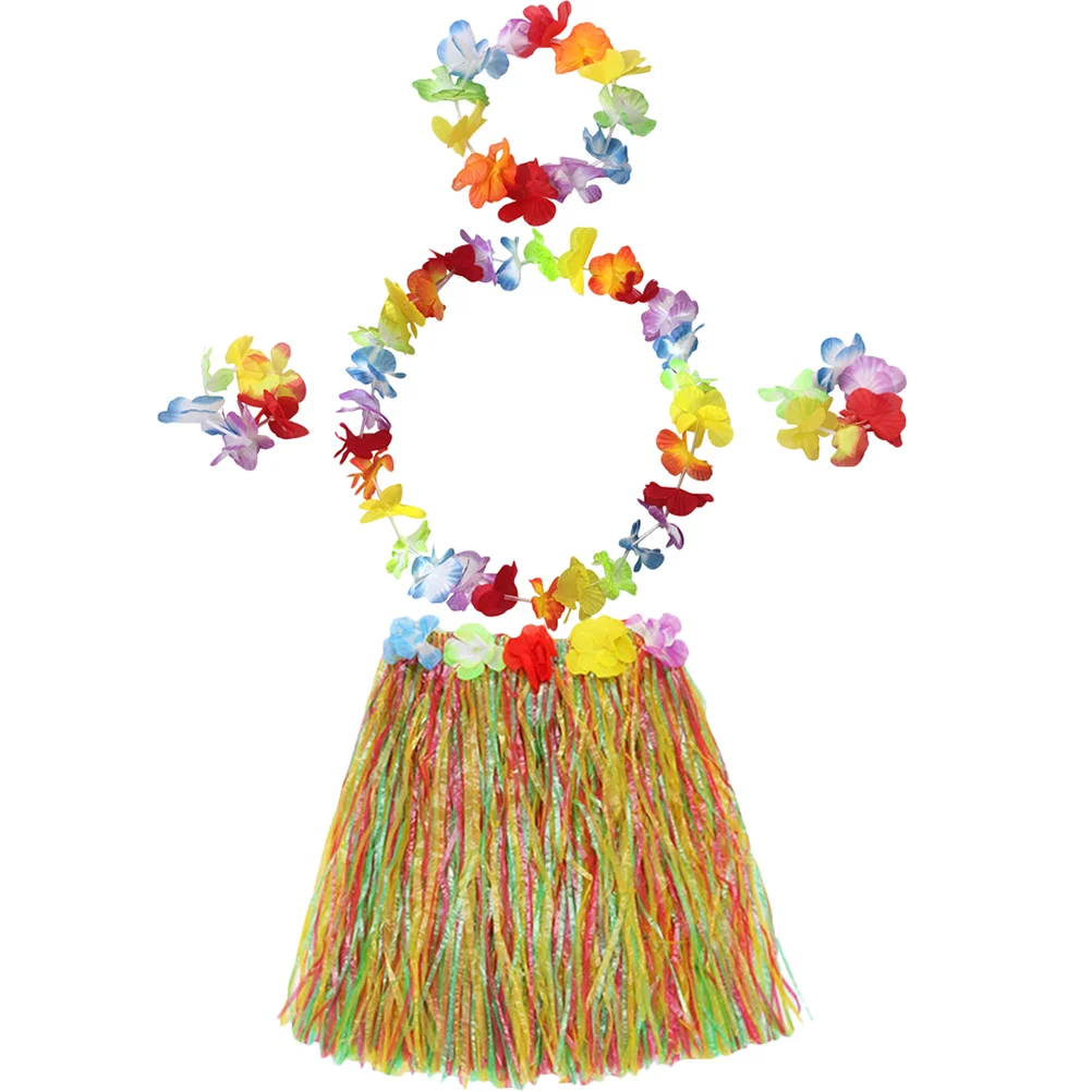 

Grass Skirt Suit Costumes Luau Party Aldult Hawaiian Decorations Plastic Dressing Kit Baby