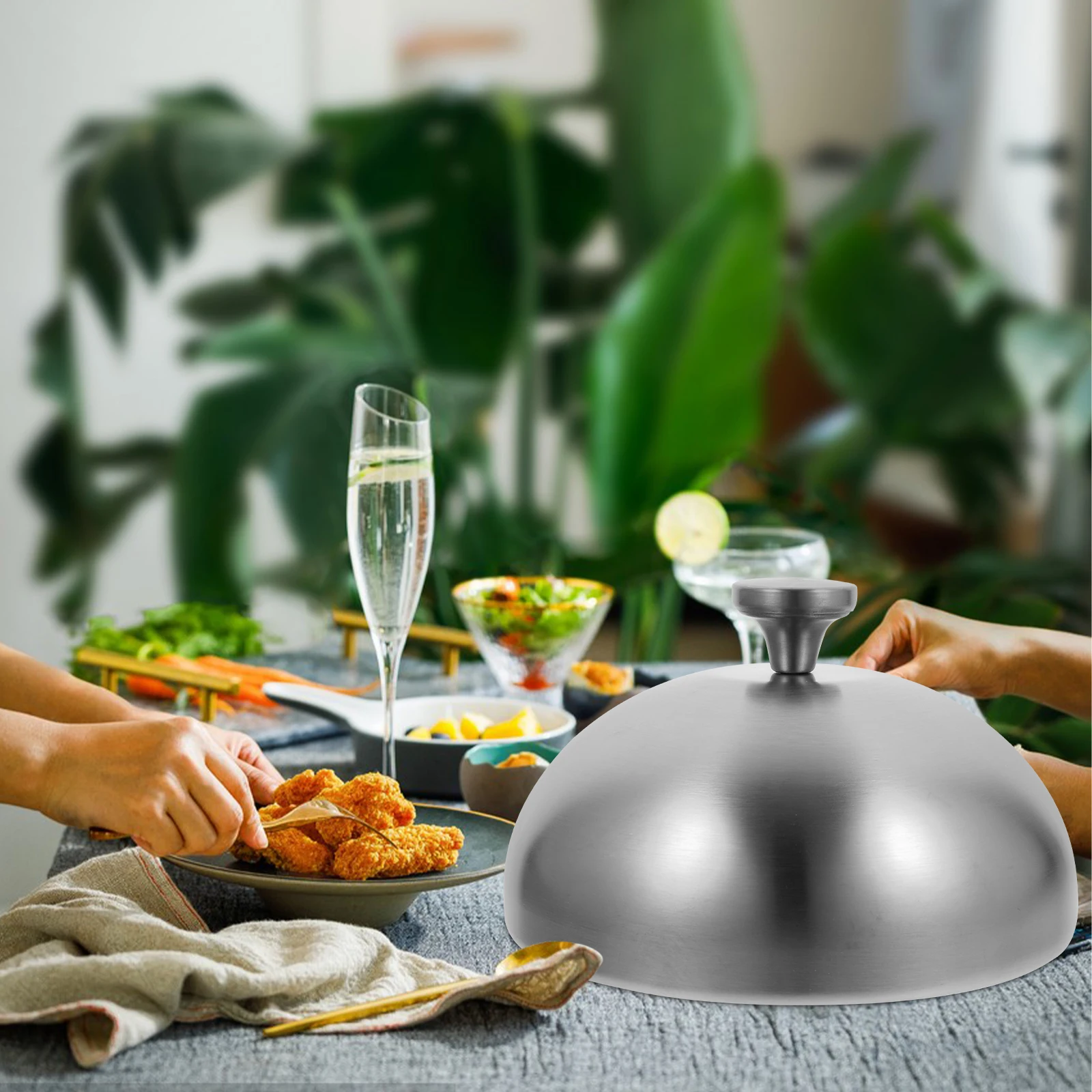 

Steak Cover Food Dome for on Bbq Round Dish Covers Stainless Steel Cheese Melting Cooking Lid Potted Meat