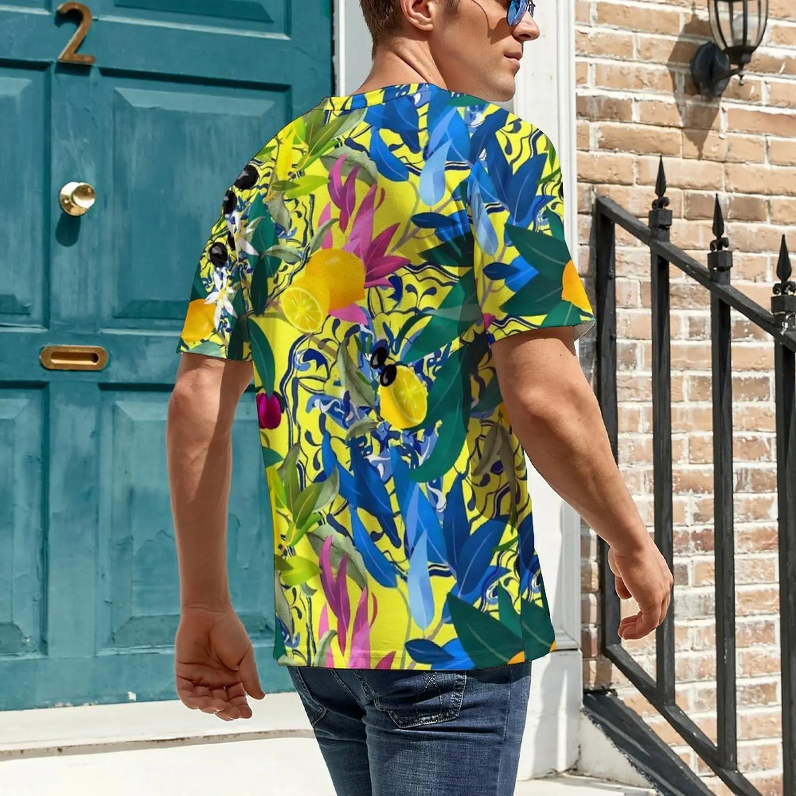 Oversize T Shirt Summer Fruit Print T-Shirts Orange And Lemon Streetwear Crew Neck Tee Shirt Man Popular Graphic Tees