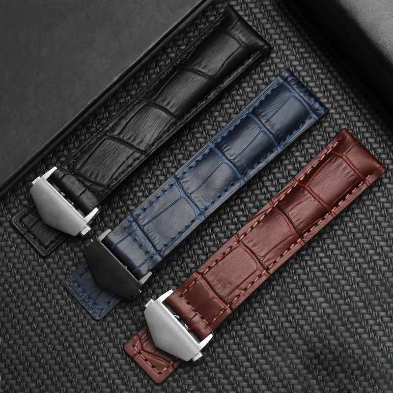 19mm 20mm 22m Genuine Leather Bracelet For Tag Heuer Watchband Men Wristwatches Band accessories Fold Buckle Alligator Strap