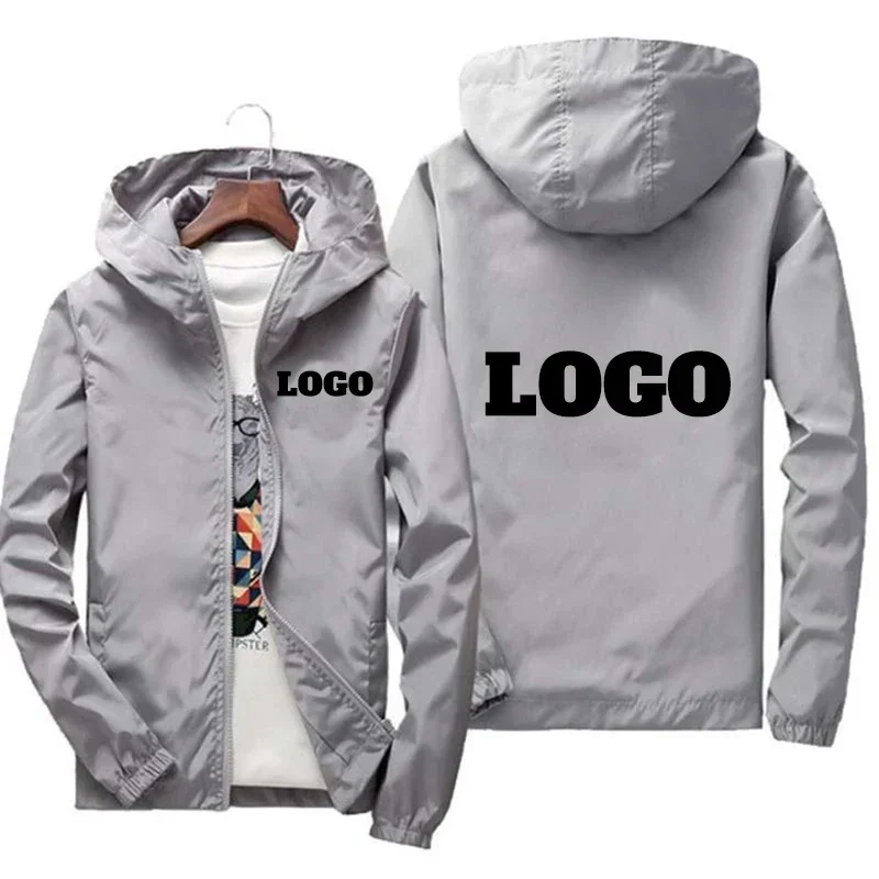 Men's outdoor sports Asian size free custom brand logo, windproof and warm windbreaker for fishing, casual wear, s-7XL size