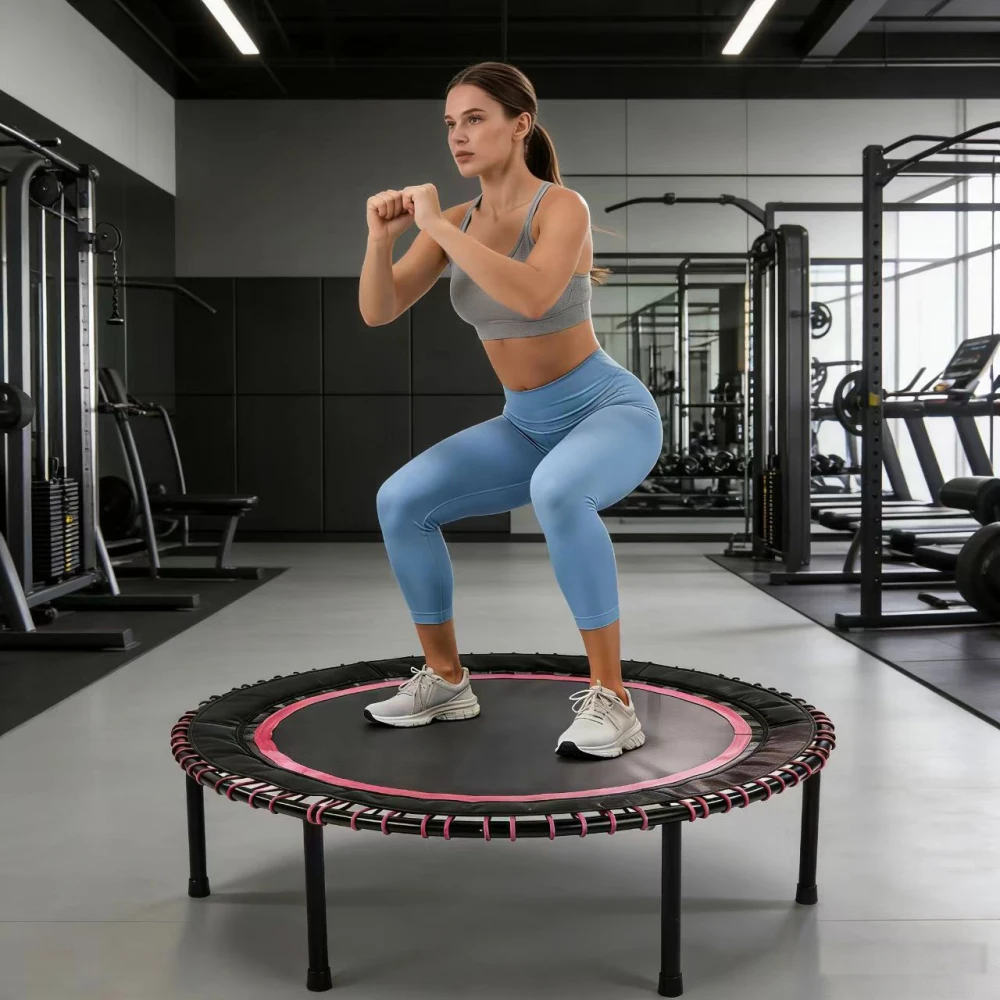 48 Inch Springless Mini Fitness Trampoline , Indoor/Outdoor Exercise Rebounder for Quieter and Safer Workouts, Loading 450lbsr