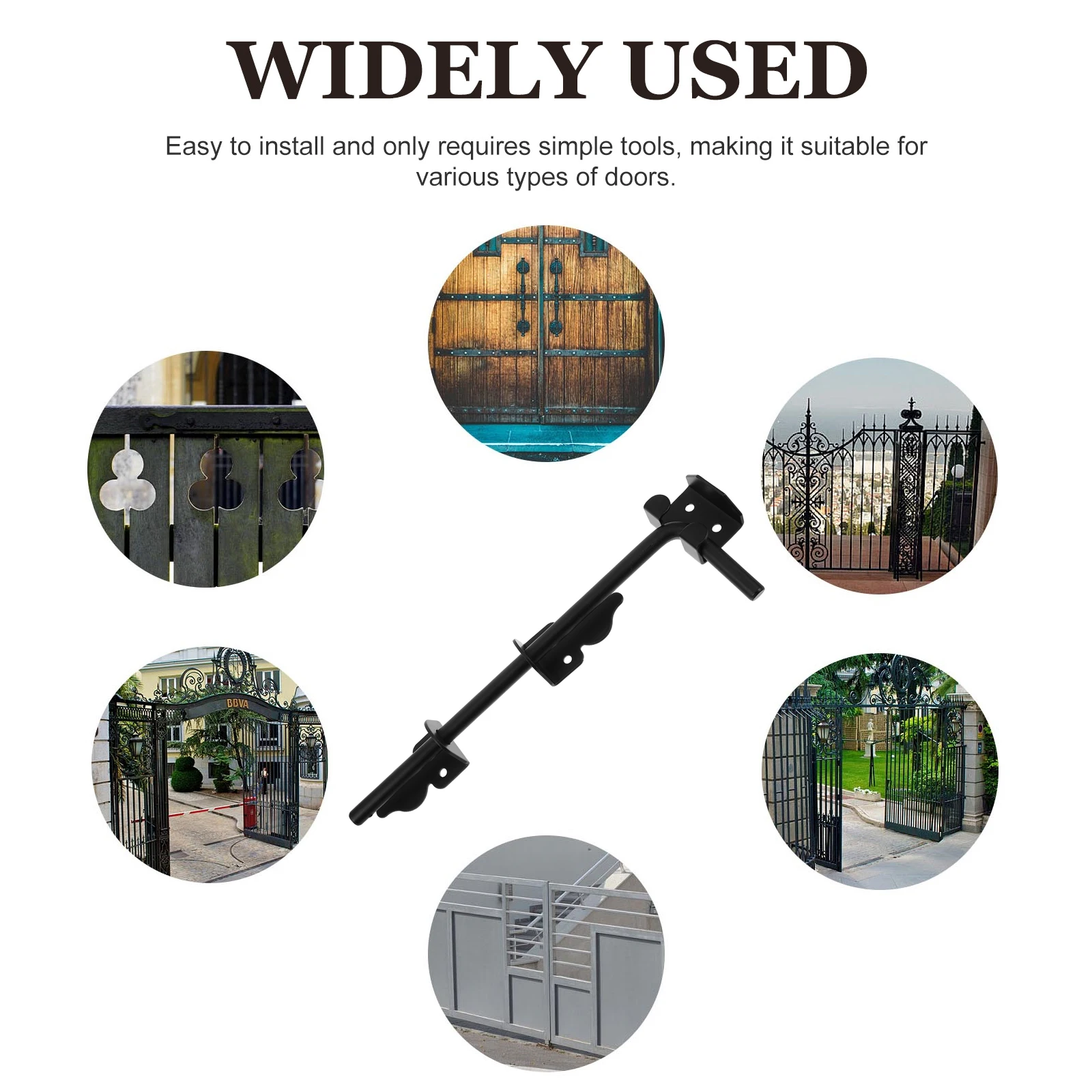 في الهواء الطلق الثقيلة بوابة مزلاج 12 بوصة الأسود قصب الترباس قطرة قضيب للمعادن الخشب الفينيل الأسوار آلية قفل انزلاق آمنة #2