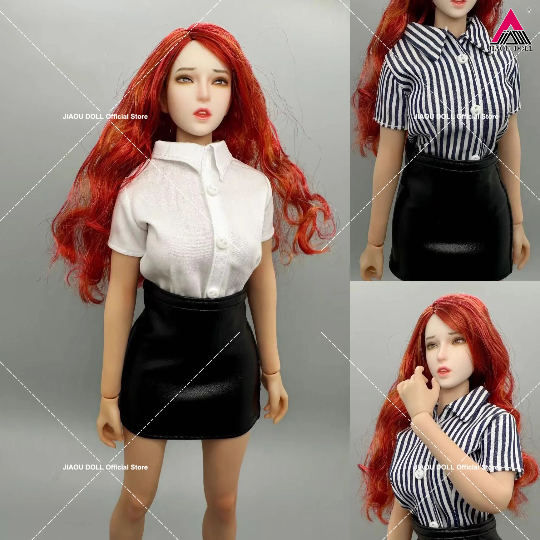 

TBL VCD 1/6 White Shirt Striped Shirt Elastic Imitation Leather Skirt Clothes Model fit 12'' Female Soldier Action Figure Body