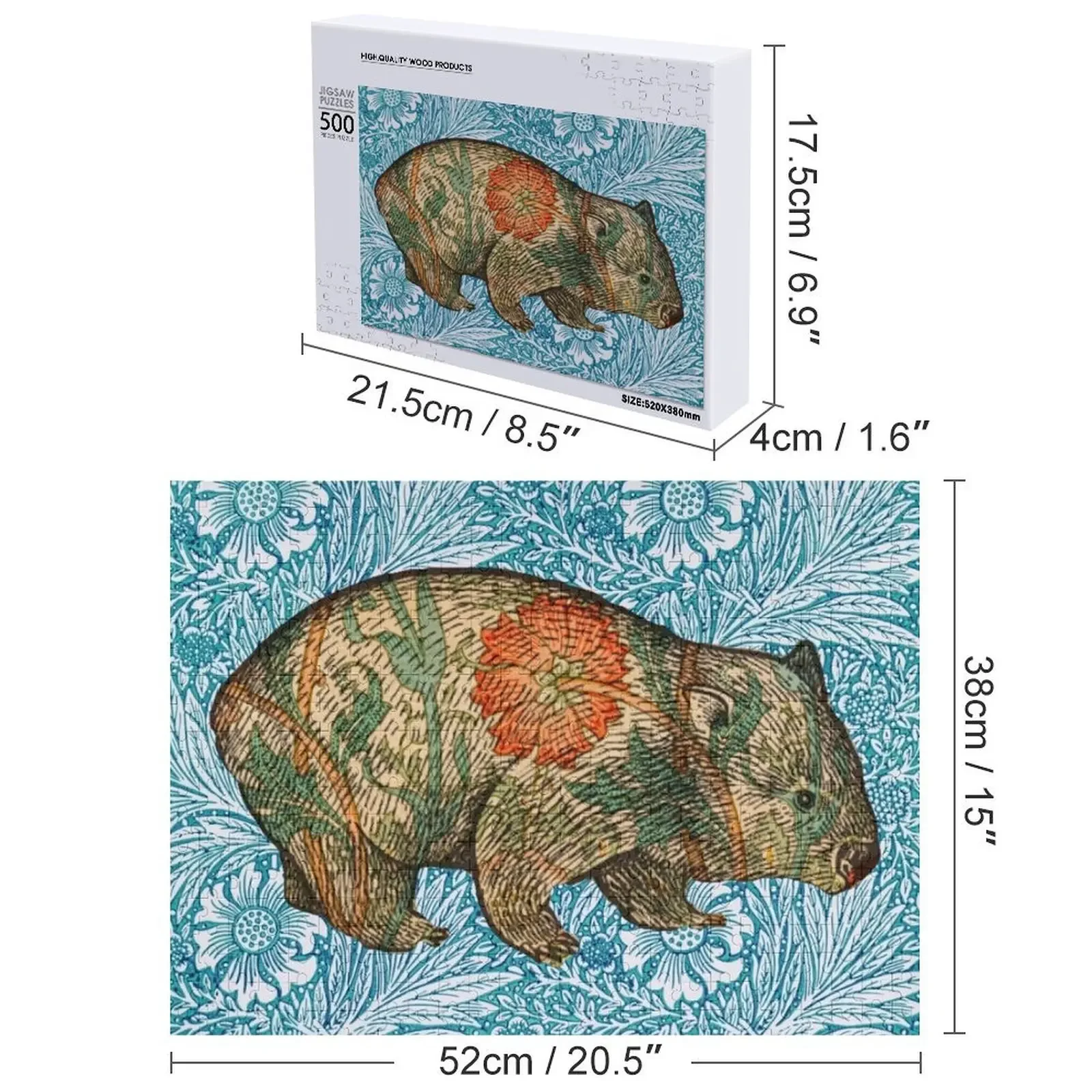 Puzzle Rossetti's Wombat in Blue Marigold Prezenty świąteczne ze spersonalizowanym zdjęciem Spersonalizowane prezenty Puzzle