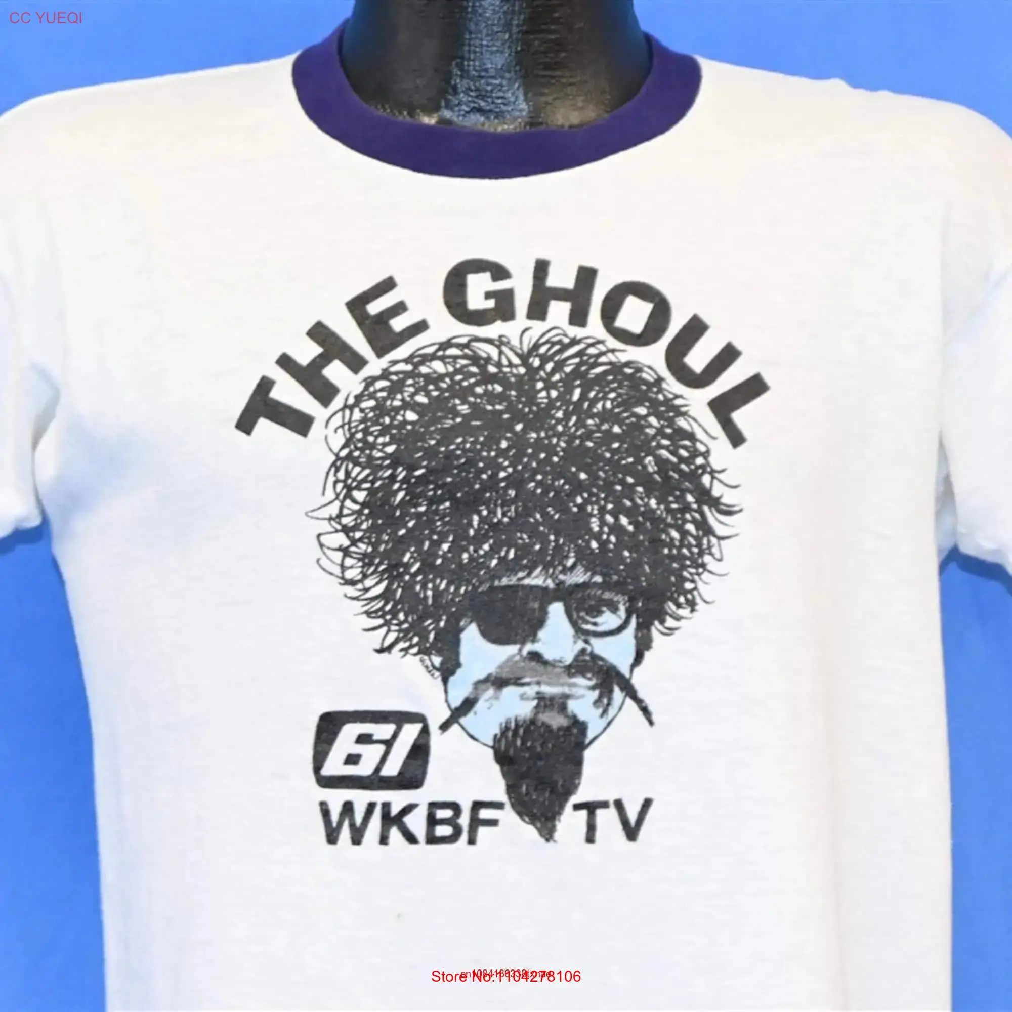 70s Ron Sweed The Ghoul Show Horror Host Channel 61 WKBF Television Ringer T Shirt Medium long or short sleeves