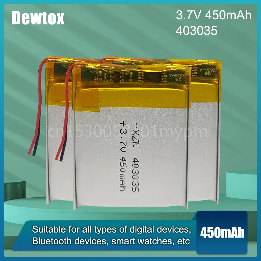 403035 043035 3.7V 450mAh Lithium Polymer Li-Po Rechargeable Battery for MP3 MP4 GPS Bluetooth Audio Speaker Walkman Massage