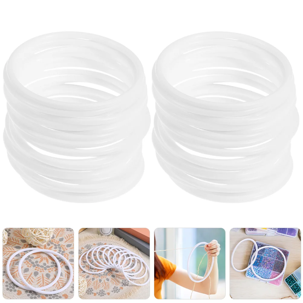 

30 Pcs DIY Dreamcatcher Accessories Plastic Cross Stitch Hoop Circle Teapot White Floral for Wreath