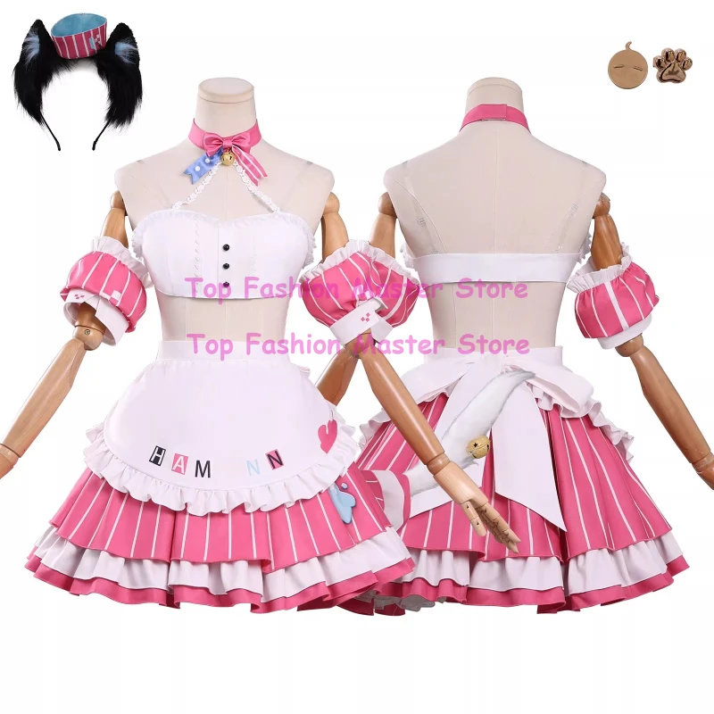 Disfraz de Cosplay Azur Lane Hamann Delicious Magic, Vestido de Sirvienta Rosa Blue Archive, Traje para Fiesta de Halloween