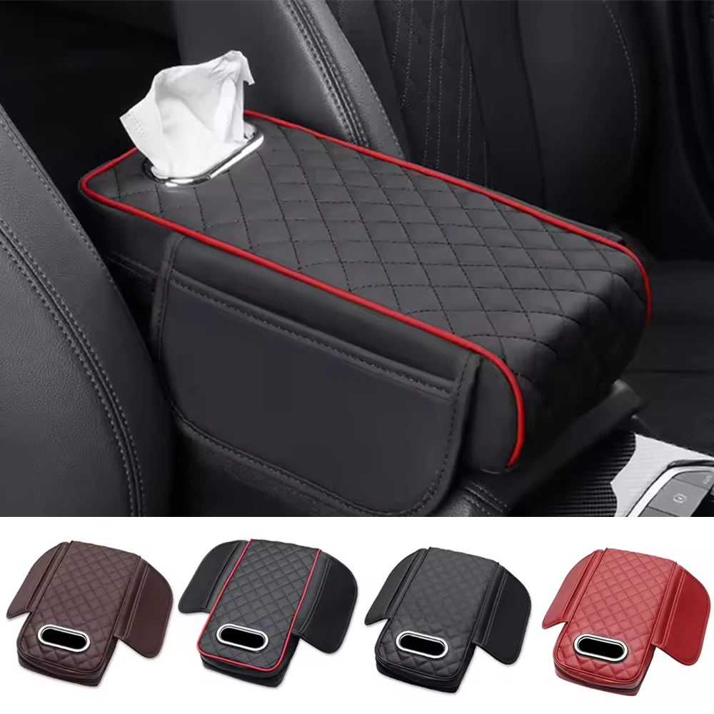 

1pc Car Center Console Arm Rest Height Pad Storage Box Memory Foam Armrest Protection Mat with Tissue Pocket Auto Accessories