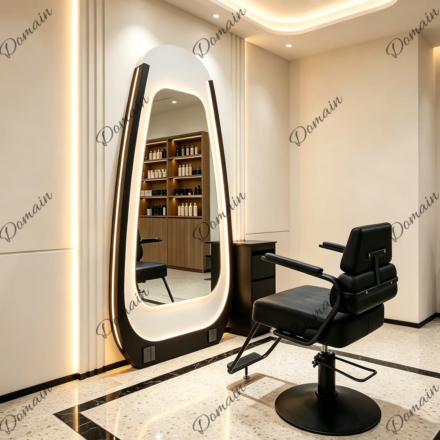 New barber shop with lamp mirror hair salon floor-to-ceiling hair LED lamp hair cutting beauty perm mirror