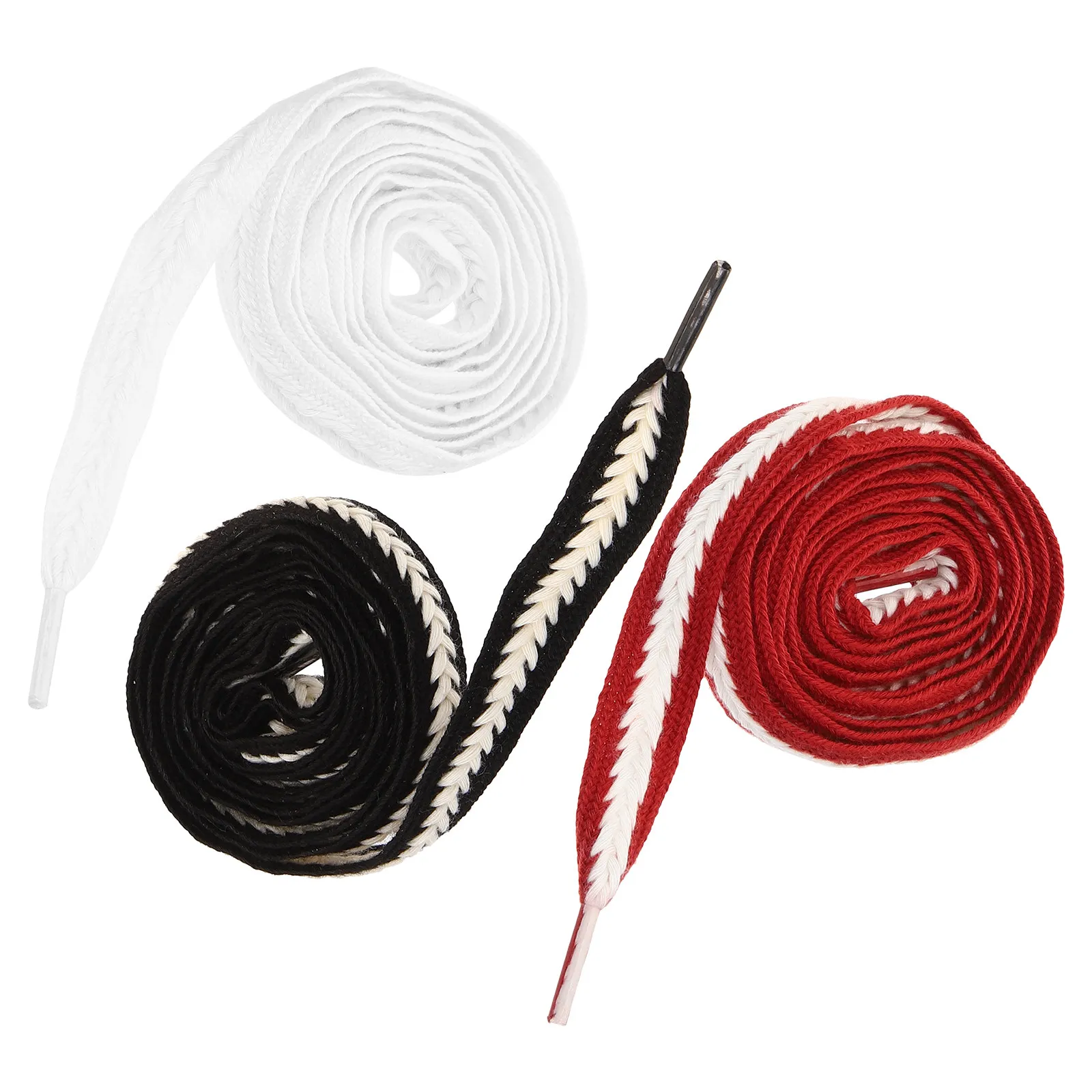 

3Pairs Flat Shoelaces Premium Woven Design Sneaker Replacement Wide Shoestring for Sports Trainers Casual Shoes