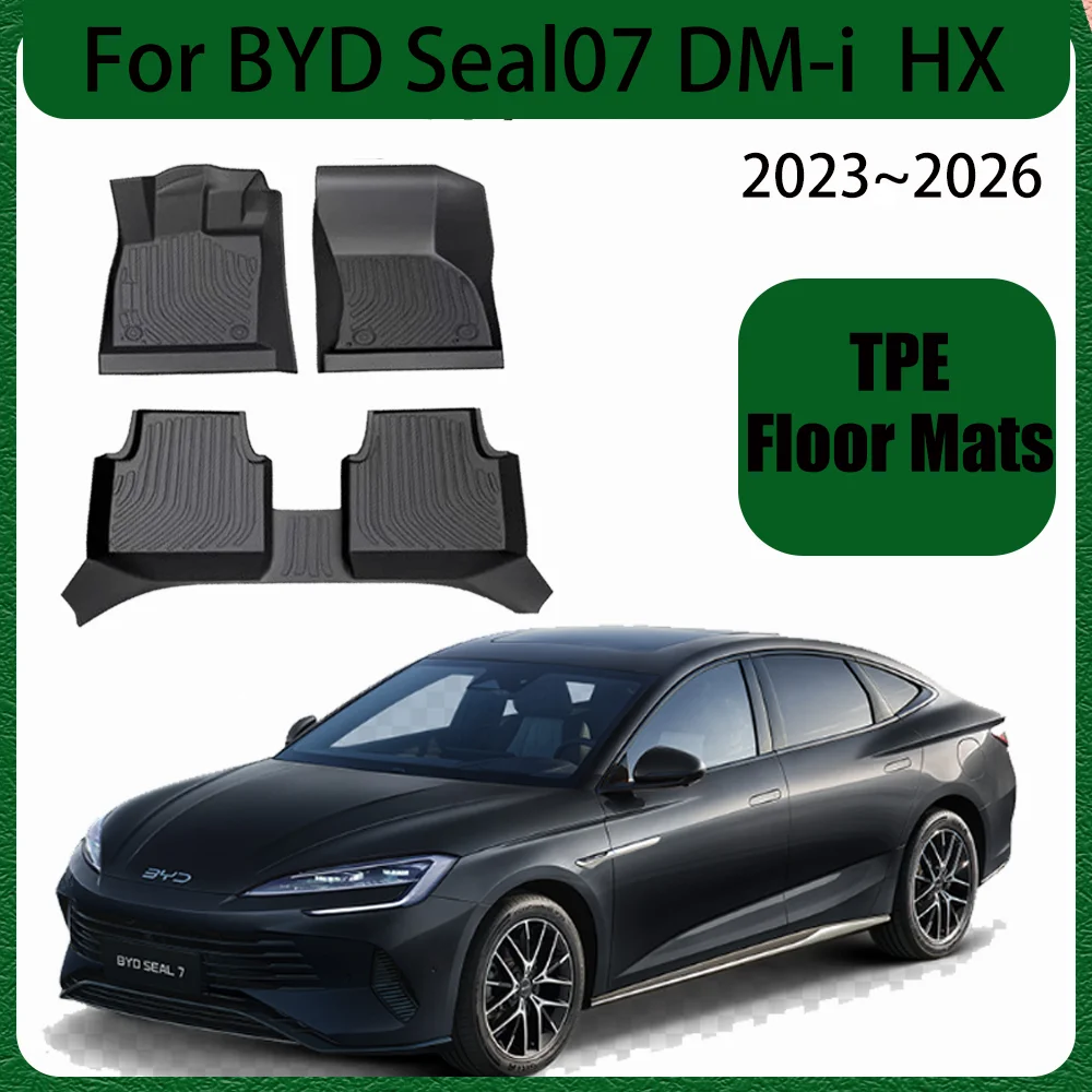 

For BYD Seal 07 DM-i HX 2023~2026 2024 2025 LHD Car TPE Floor Mats Scratch Resistant Carpets Pad Interior Accessories