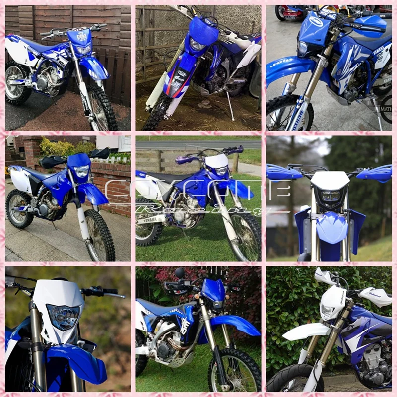 Biały reflektor motocrossowy MX Enduro do Yamaha Kawasaki Suzuki WR125 WR250 WR450 KLX KXF CRF TE FE