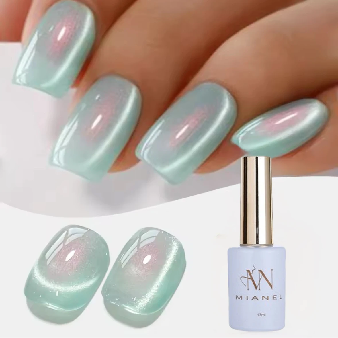 MIANEL 12ML Tuberose Cat Magnetic Gel Nagellack Aurora Perlglanz mit Magnetlack Salon Gel Maniküre Nail Art