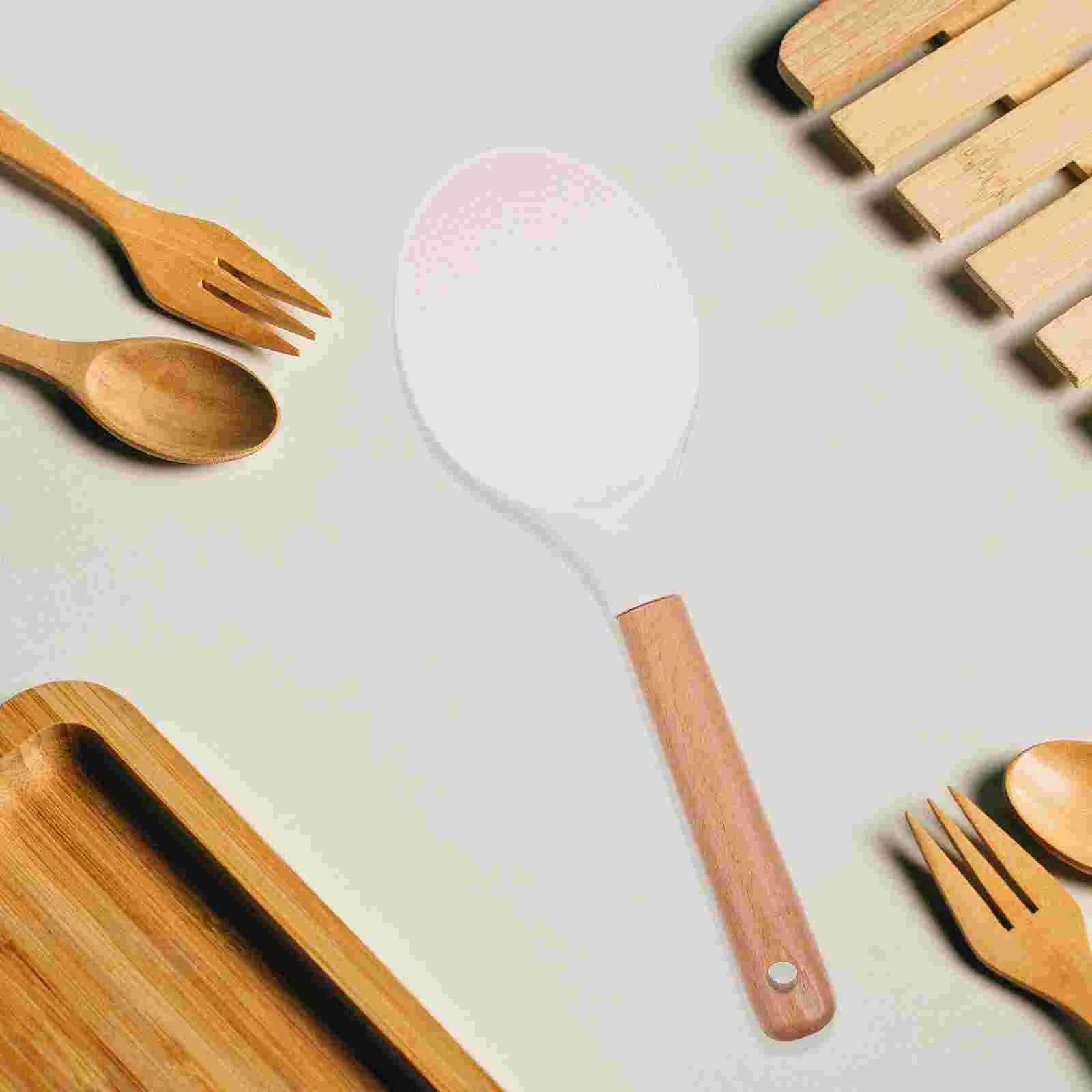 Rice Spoon Cooker Silicone toilet Supply Spatula for Nonstick Cookware White Restaurant