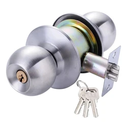 Aluminum Alloy Round Door Knobs Rotation Lock Knobset Handle Metal Door Knob With Key For Bedrooms Living Rooms Bathrooms