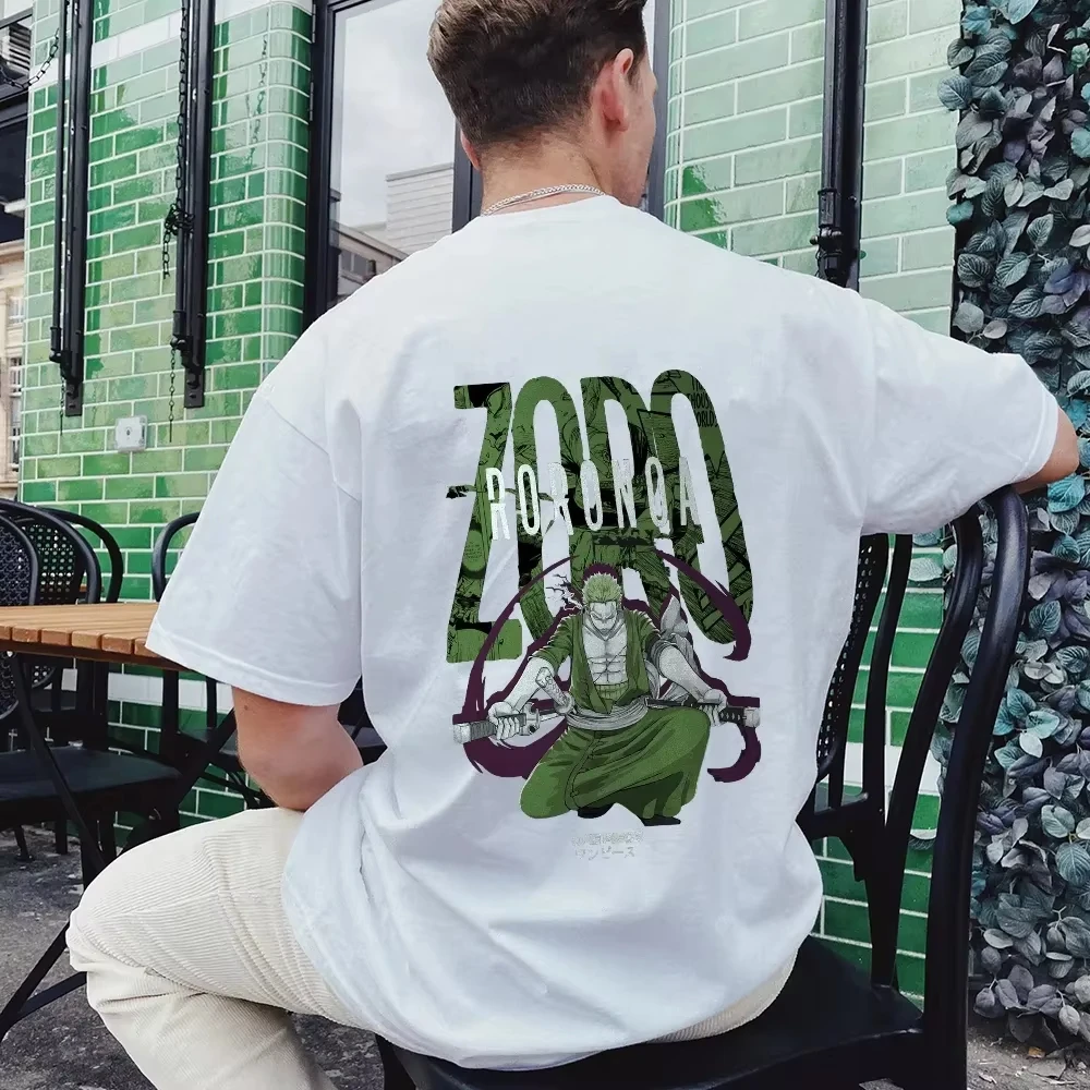 قطعة واحدة مشتقات الرسوم المتحركة رورونوا زورو مطبوعة القطن طاقم الرقبة التي شيرت الرجال الخريف جودة عالية عادية 2025 تتجه #1