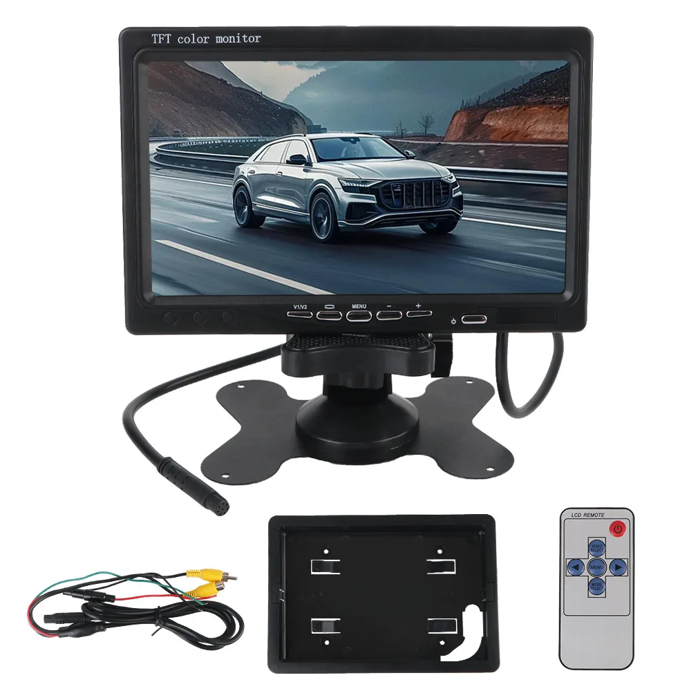 Car Rearview Monitor Universal Reverse Priority Auto Parking Assist 9V-35V HD Video Support Full Color Display 7 Inch TFT Screen