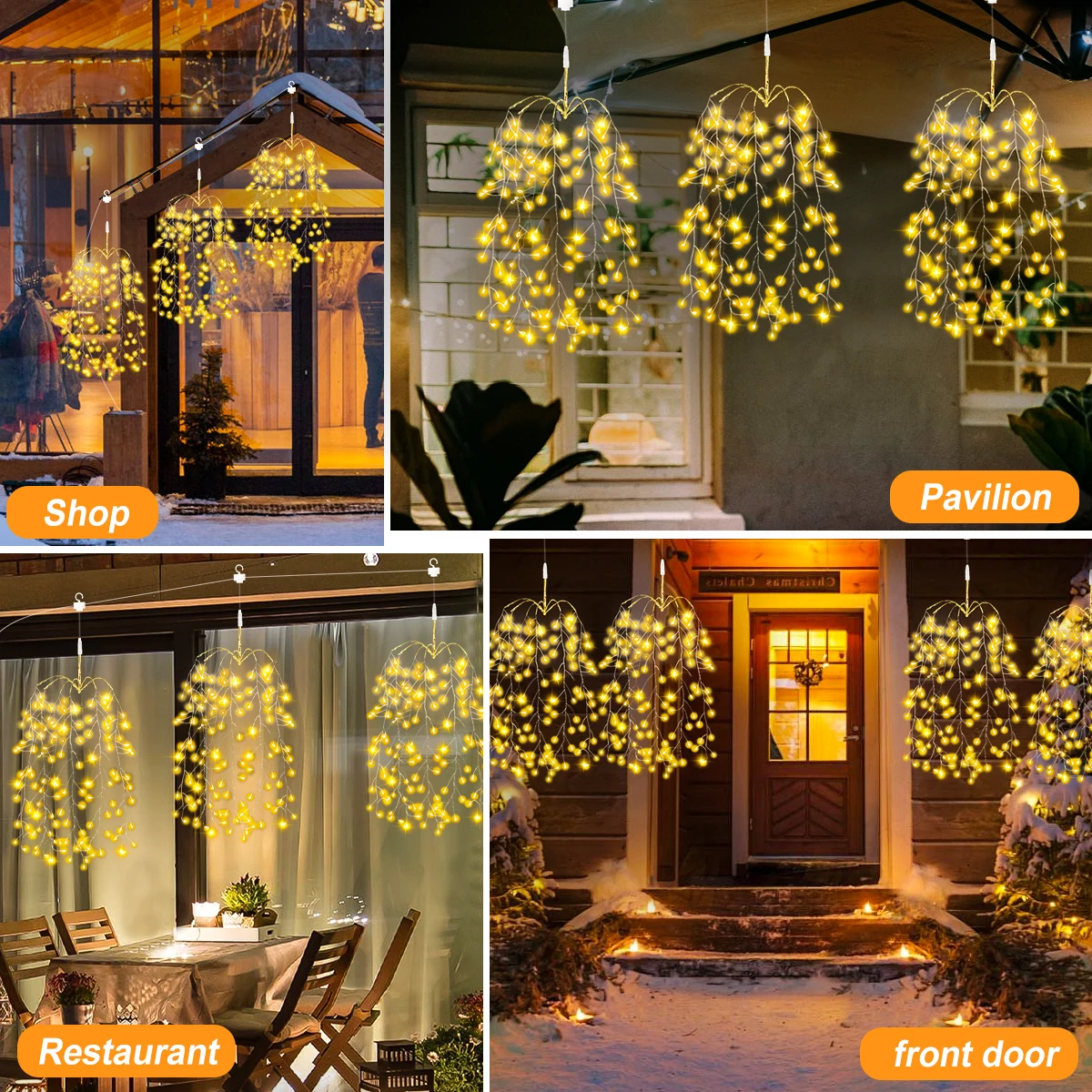 USB LED أضواء الألعاب النارية المعلقة حديقة في الهواء الطلق أضواء الجنية مقاوم للماء لحفلة الحديقة فناء شجرة زينة عيد الميلاد