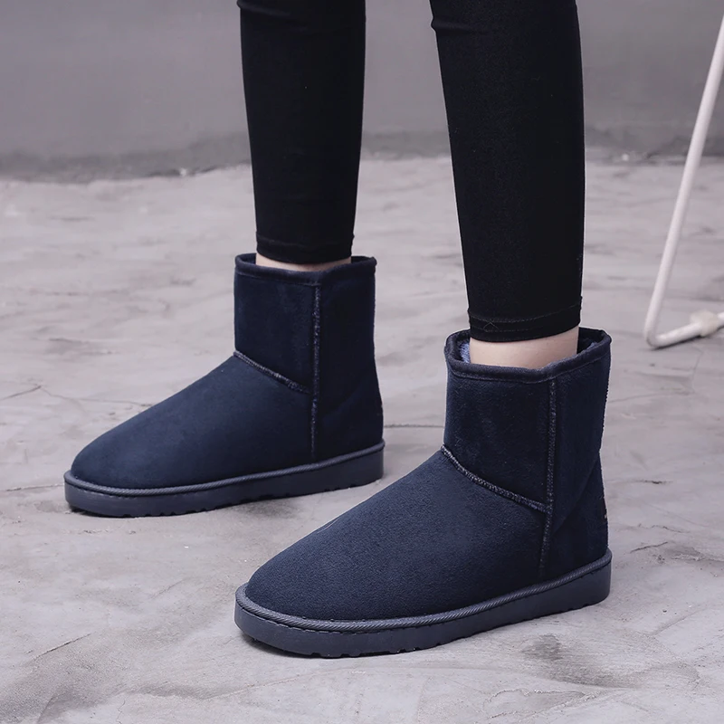 Women Cotton Shoes Warm Snow Boots Casual Shoes High Top Shoes Classic Winter Couple Style Female Classic Blue Plus Size 35-43