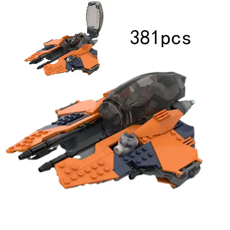 MOC 381pcs Small Particle Assembly Building Blocks Orange Model Building Toy Science Fiction Scene Ornament Set