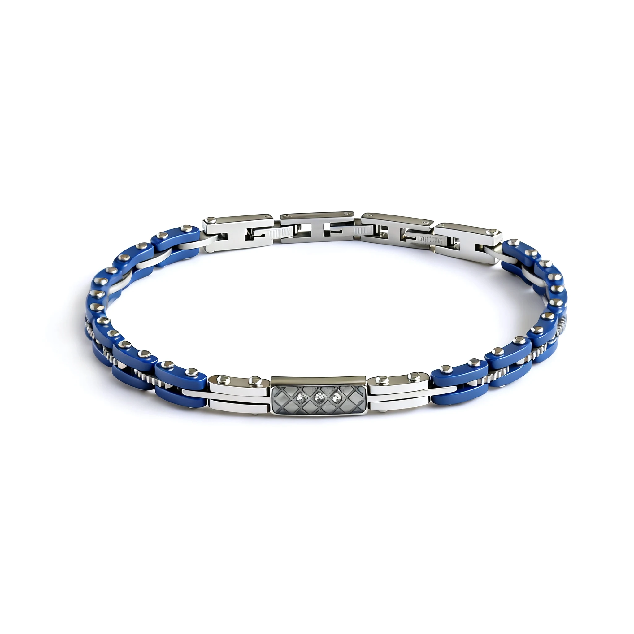 

Мужской керамический браслет Runda, синяя цепочка из звеньев с ремешками, регулируемый размер 21 см, браслет ручной работы для мужчин