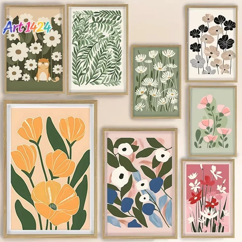 1pc Modern Flat Matisse Spring Fresh Feeling Prints Flower Market Pink Green Wall Art Posters Canvas Painting Mural Decoratio