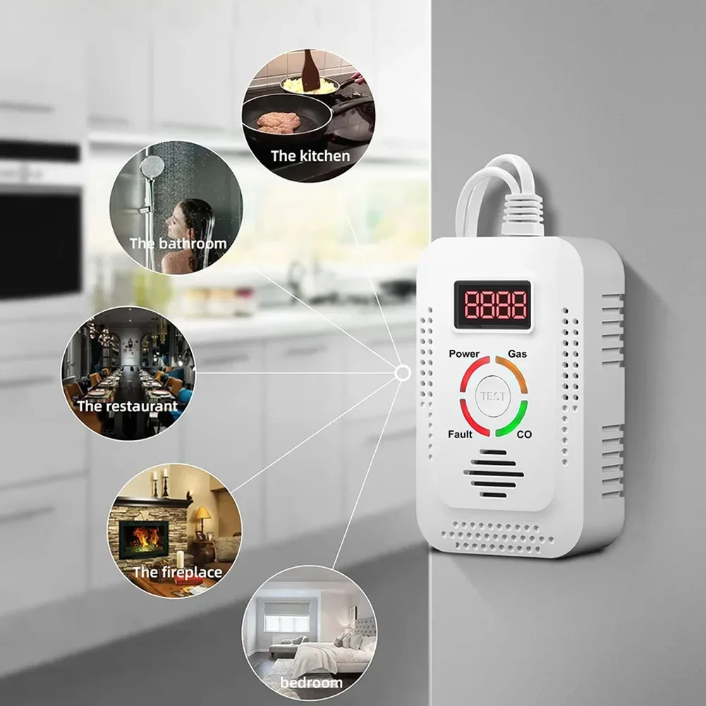 Natural Gas Detector And Carbon Monoxide CO Detector, Combustible Gas Leak Detector Monitor For Co, Lpg, Methane In Kitchen