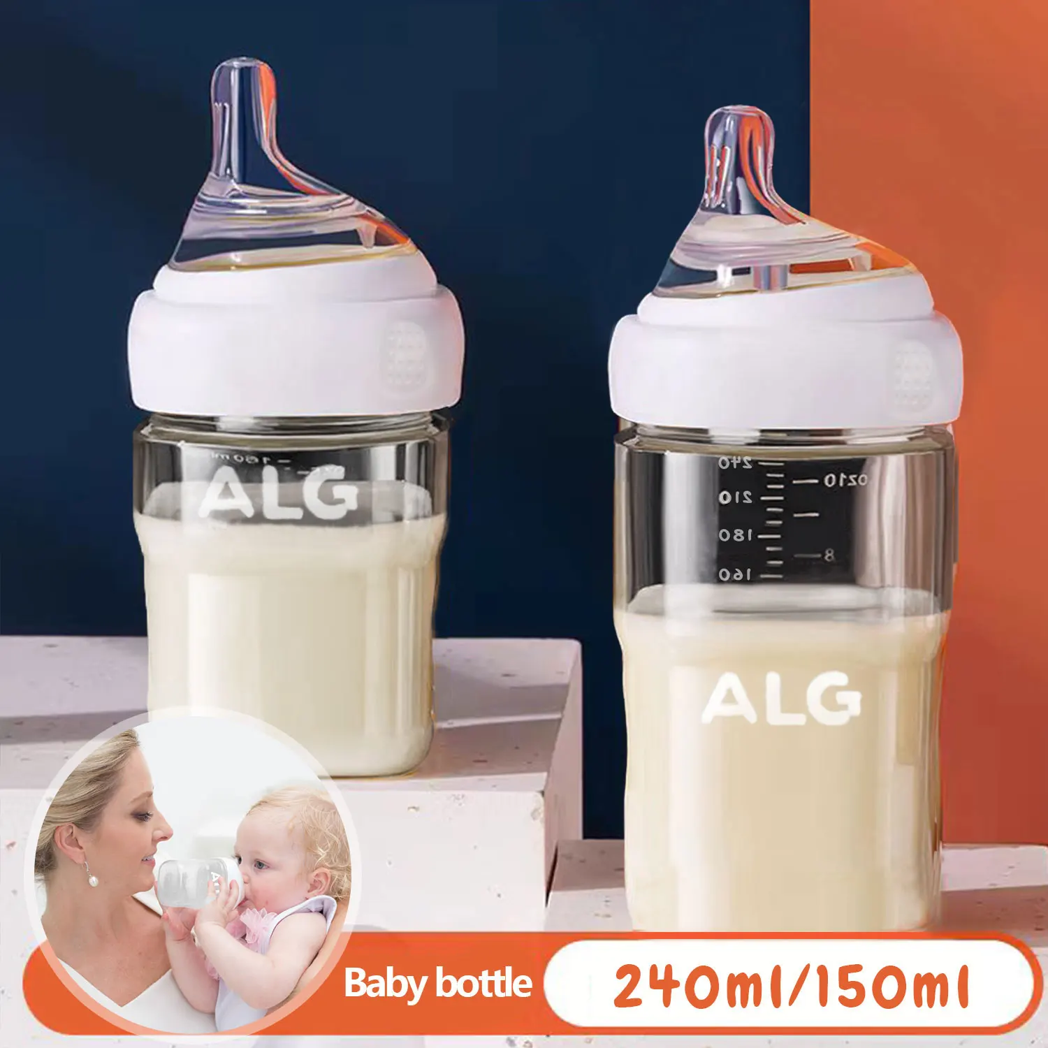 PP Baby Bottles Square Bottle 150ml/240ml BPA Free Silicone Nipple 3 colours available Lightweight and drop proof