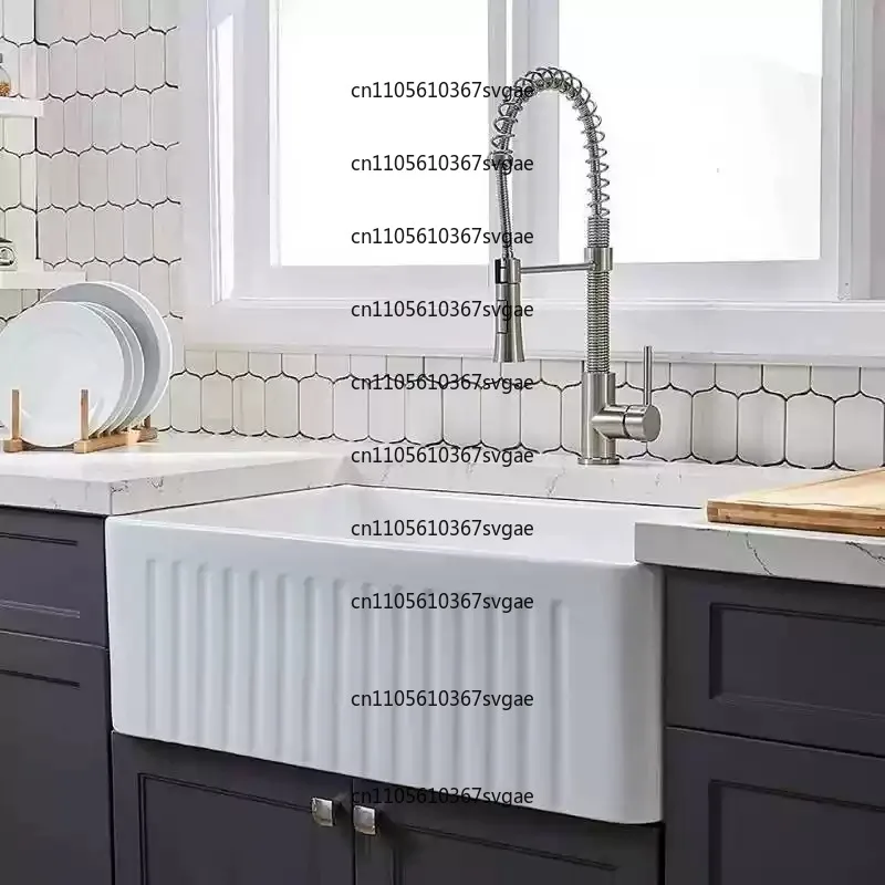 Large Ultra-deep Rectangular Basin Under The Balcony American Kitchen Front Semi-embedded Ceramic Sink Dish Basin