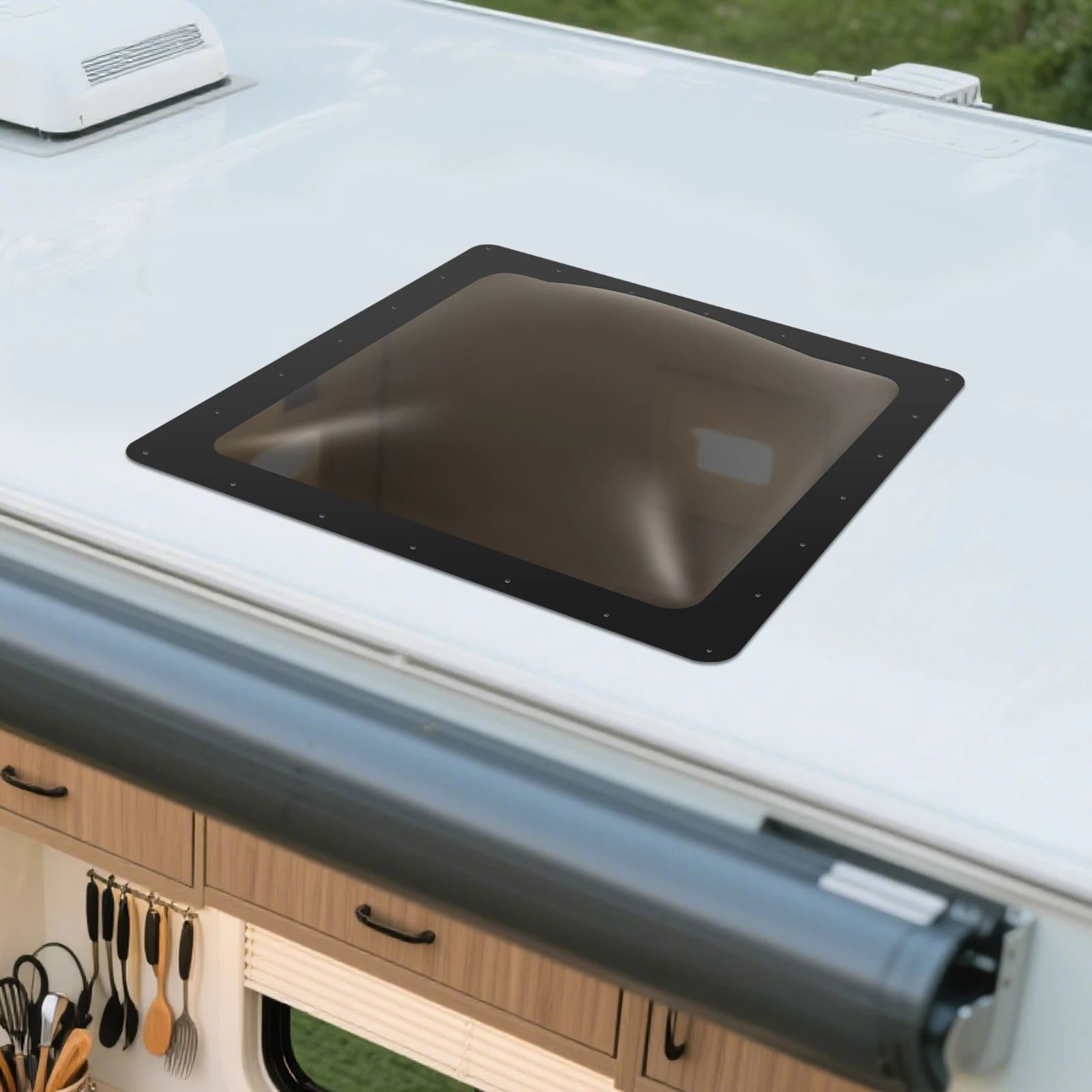 RV كوة القبة الخارجية استبدال جزء مادة الكمبيوتر مقاومة للأشعة فوق البنفسجية 26*26 بوصة أسود عالمي مناسب لسقف تخييم متنقل