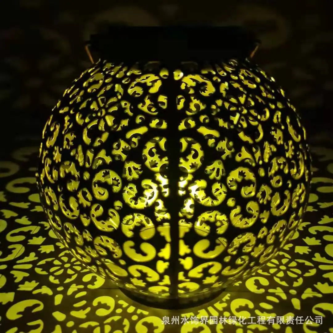

Directly from the manufacturer cross-border new wrought iron solar outdoor lawn lantern hollow courtyard waterproof projection l
