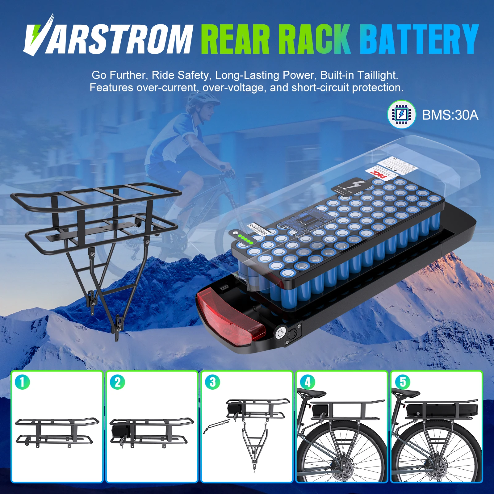 Electric Bike Rack Battery 52V - Ebike Battery 48V 20Ah Hailong recension och pris