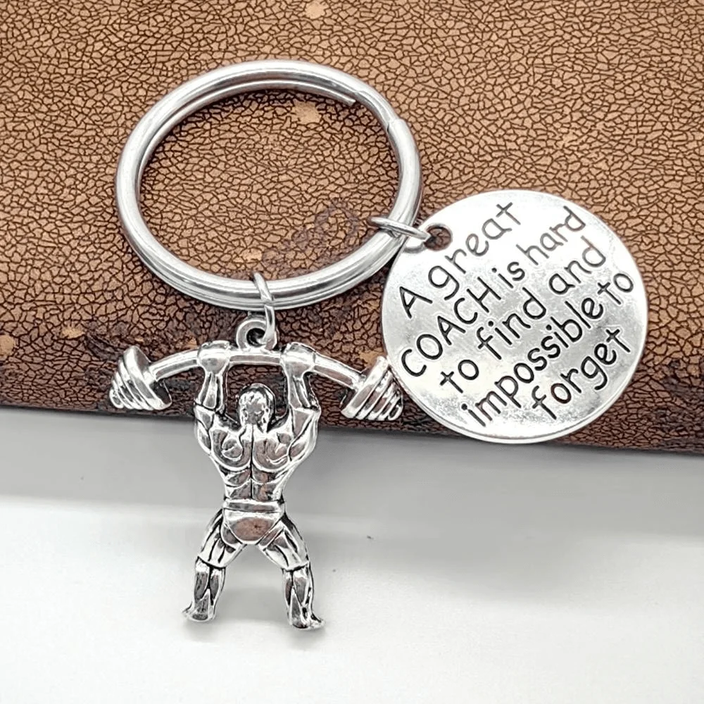 1Pc Trainer Fitness Keychain,Great Coach Strong is Beautiful Keychains,Weightlifter Charm Exercise Keyring