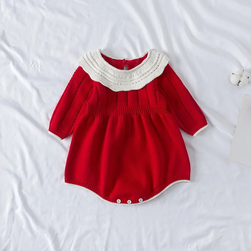

Spring Toddler Kids Spring Infant Lovely Knitting Romper High Quality Baby Girls Knitted Romper Girls Cute Crochet Rompers