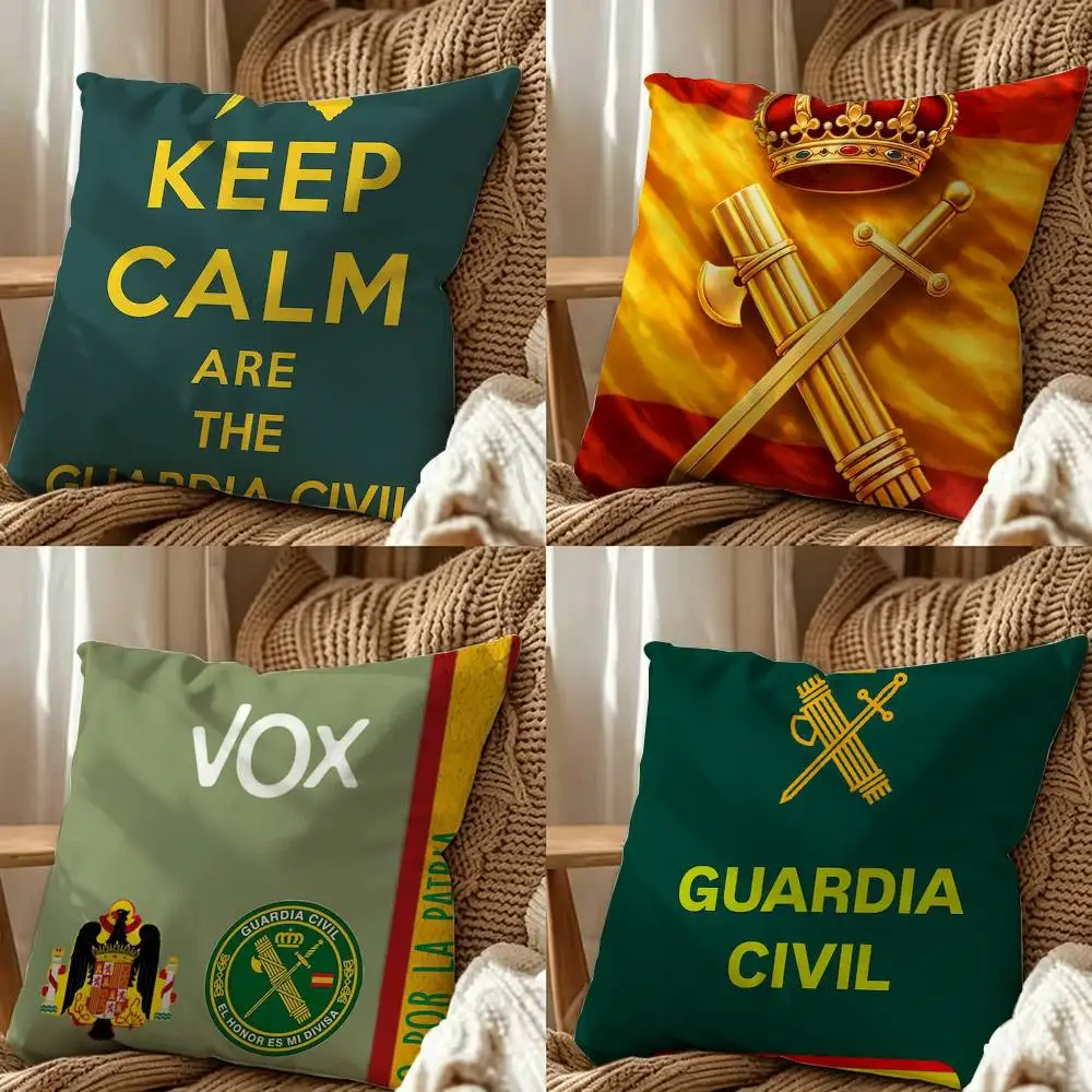 S-Spanish C-Civil G-Guard Square Pillow Case Multi Sizes For Car Home Bedroom Decor Custom Valentine Gifts