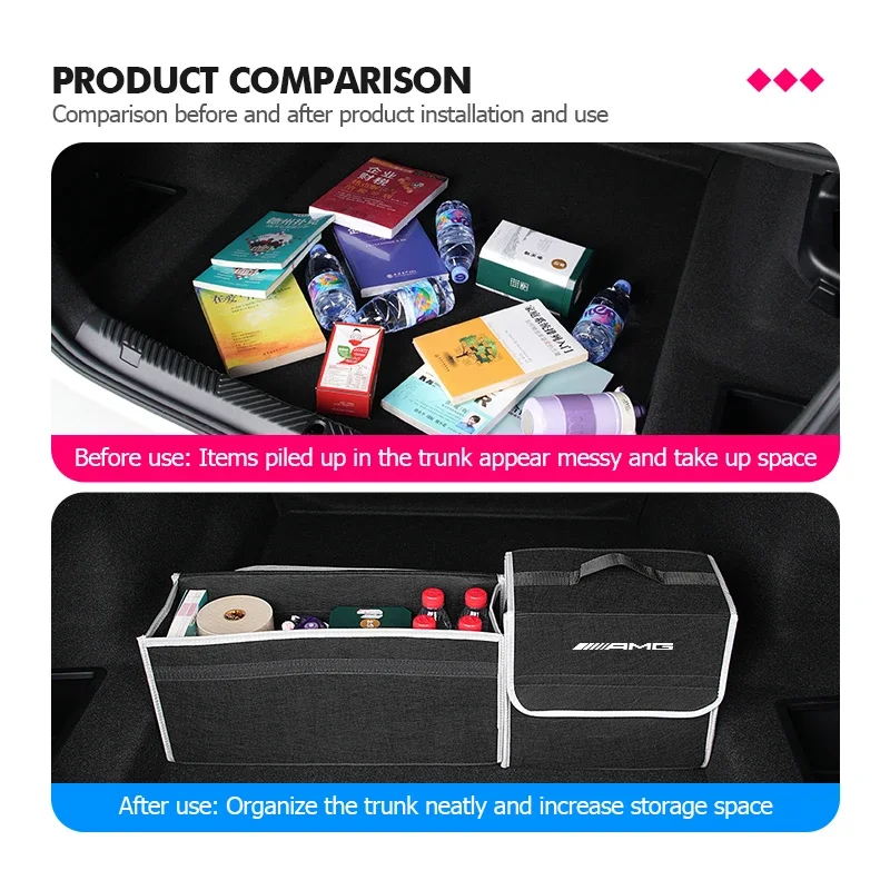 حار 2026 جديد لبنز صندوق السيارة المنظم حقيبة لينة ورأى كيس التخزين القابل للطي صندوق لمرسيدس بنز AMG A B C E S G Class W201 W
