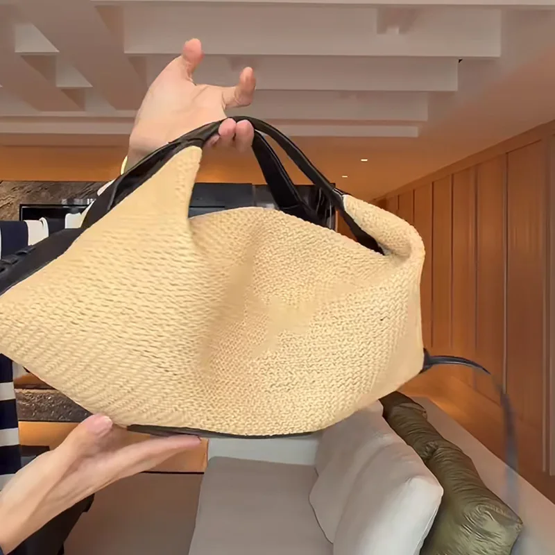 Large Woven Straw Tote Bag for Women | Beach Casual Crossbody Shoulder Bag